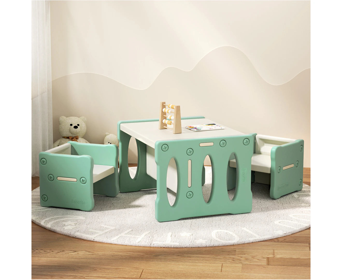 3PCS Kids Table and Chairs Set 