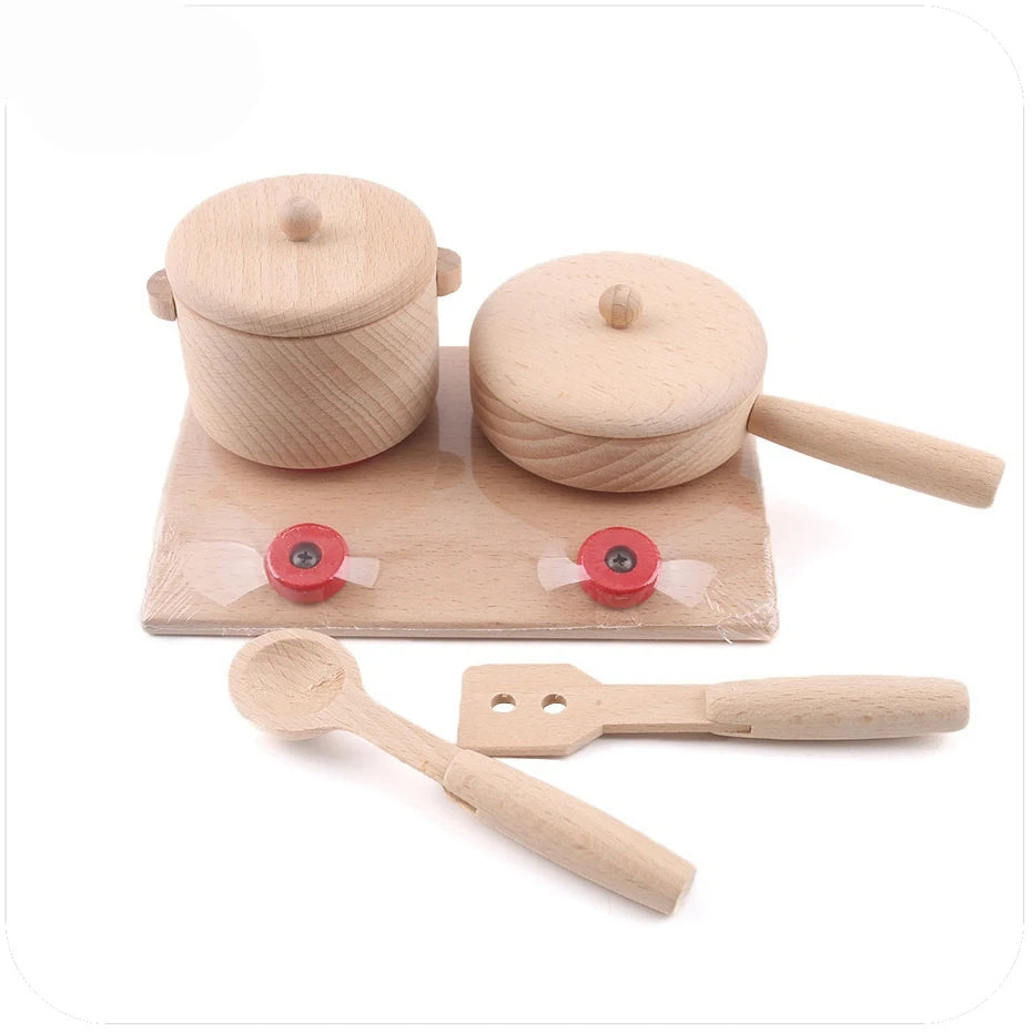 Bopoobo Wooden Montessori Cutlery Pretend Play Tea Set